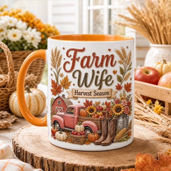 Vault Crest Farm Wife Harvest Ceramic Coffee Mugs for Fall Mornings 11 oz 15 oz