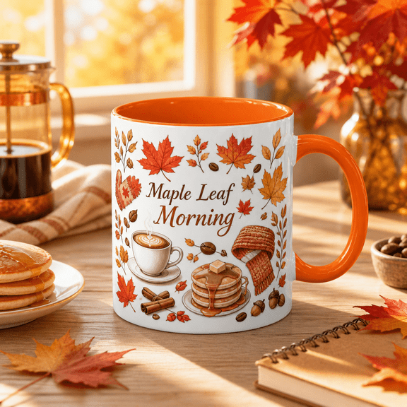 Vault Crest Maple Leaf Morning Ceramic Coffee Mugs for Autumn Gift