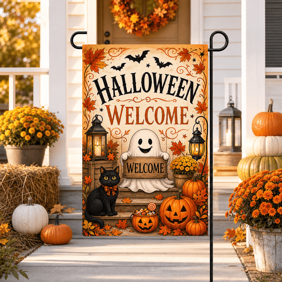 Vault Crest Personalized Garden Flag Halloween Welcome