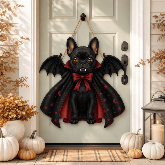 Vault Crest Wooden Sign for Vampire French Bulldog Halloween