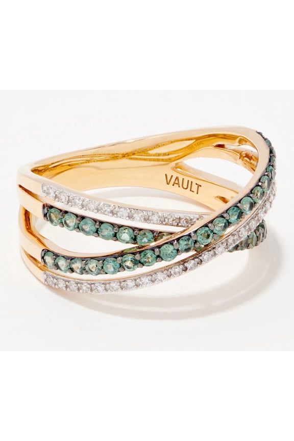 14K Yellow Gold Alexandrite Crossover Ring, Size 8