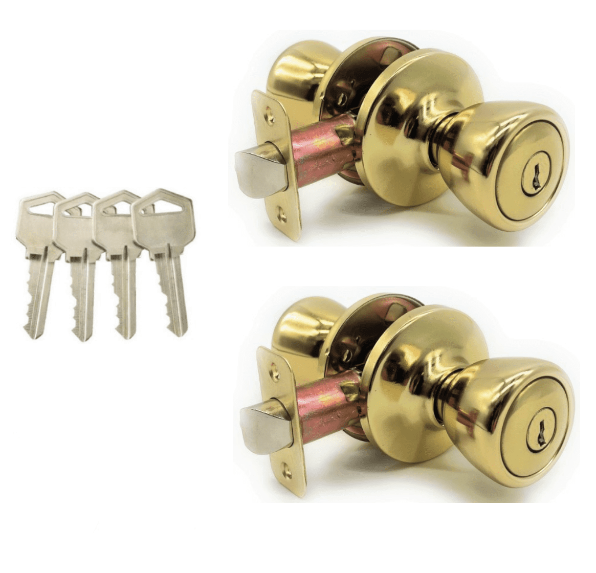 Vault Locks Keyed Alike Entry Door Knobs With Lock and Key, Polished