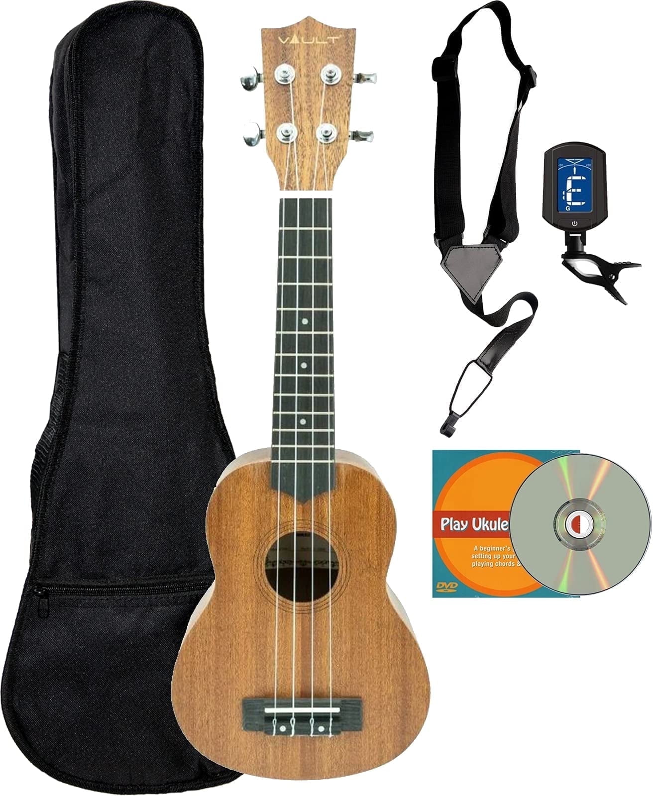 Vault UK-100 Arched Back Soprano Ukulele w/ Gig Bag