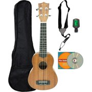 Vault UK-100 21" Arched Back Soprano Ukulele Bundle with Gig Bag, Tuner, Strap, and Austin Bazaar Instructional DVD