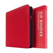 Vault X 12 Pocket Trading Card Zip Binder, 480 Cards, Premium Exo-Tec Album Material, 20 Side-Loading Pages, Folder, Sports, TCG Red