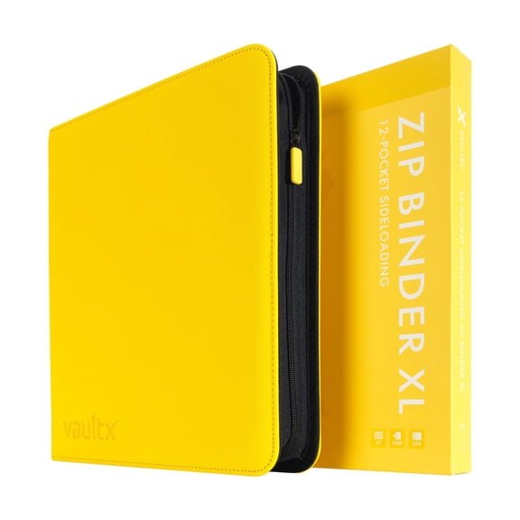 Vault X 12 XL Pocket Trading Card Zip Binde, 624 Cards, Premium Exo-Tec Album Material, 26 Side-Loading Pages, Folder for Collectible Card Games, Sports, TCG (Yellow)