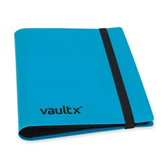 Vault X 4-Pocket Trading Card Strap Binder - 160 Side Loading Pocket Album for TCG & Sports Cards (Blue)