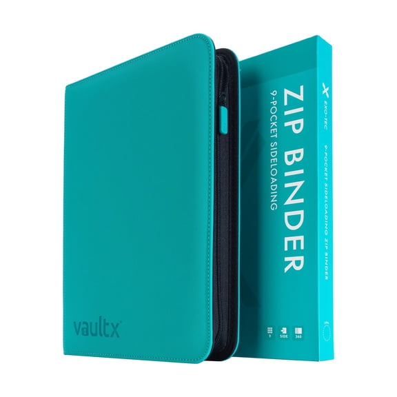 Vault X 9 Pocket Trading Card Zip Binder, 360 Cards, Premium Exo-Tec Album Material, 20 Side-Loading Pages, Folder for Collectible Games, Sports, TCG (Teal)