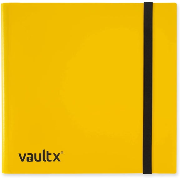 Vault X 12 Pocket Trading Card Strap Binder, 480 Cards, Standard, 20 Side-Loading Pages, TCG (Yellow)
