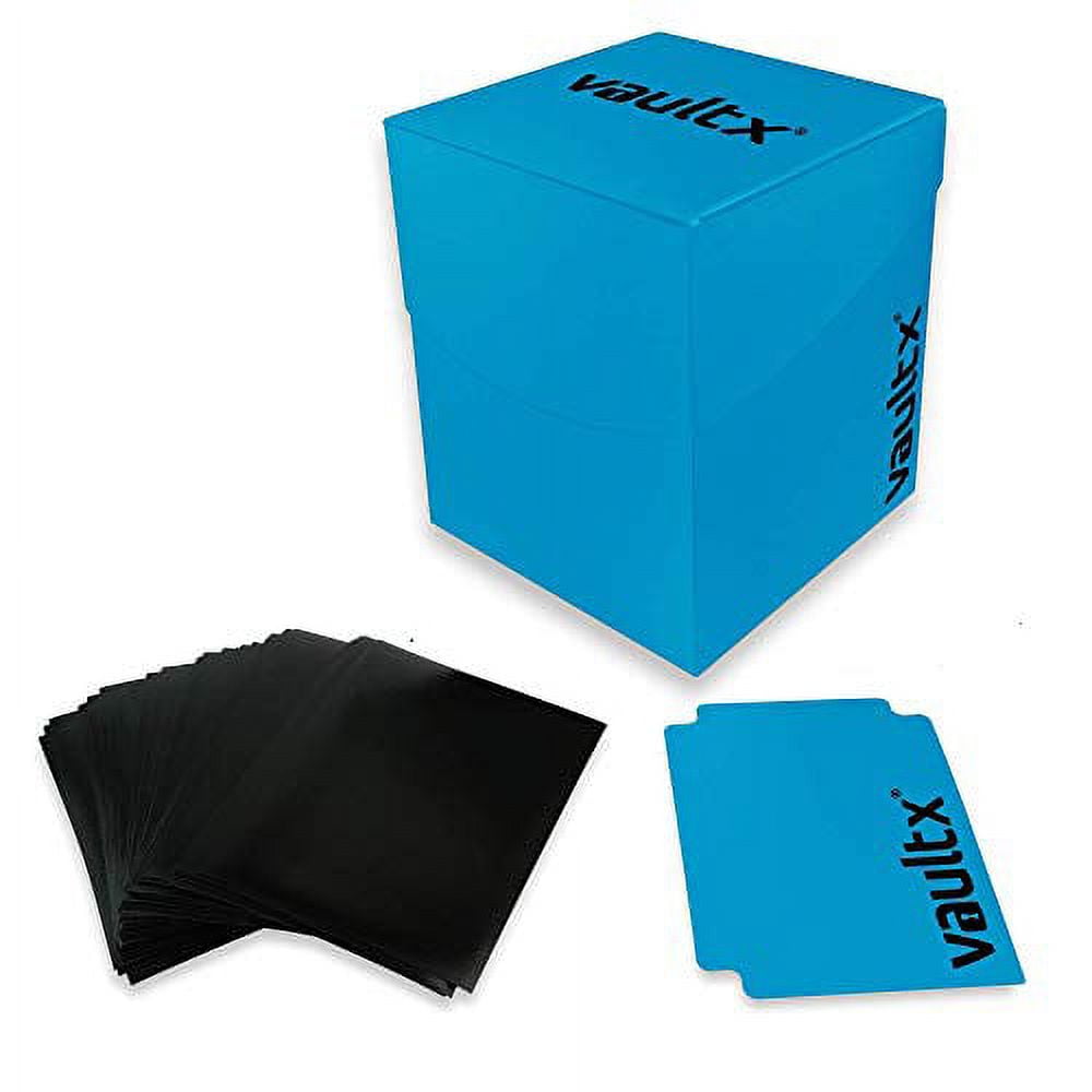 Vault X Deck Box and 150 Black Card Sleeves - Large Size for 120-130  Sleeved Cards - PVC Free Card Holder for TCG (White)