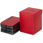 Vault X Trading Card Deck Box and 150 Black Card Sleeves, fits 100+ Sleeved Cards, Large Standard, Holder Storage Box, for MTG Commander Game, TCG Red