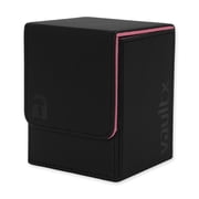 Vault X Trading Card Toploading Deck Box, 80+ sleeved cards, Premium Exo-Tec Material, Card Holder Storage Box, Magnetic Lid, for MTG Commander, TCG Black/Pink