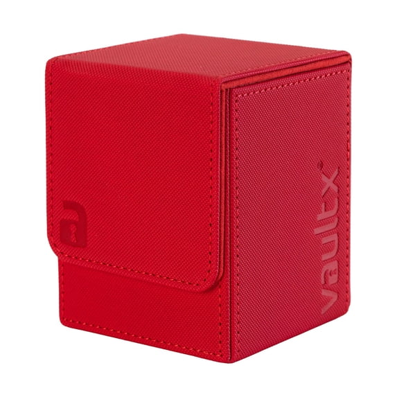 Vault X Trading Card Toploading Deck Box, 80+ sleeved cards, Premium Exo-Tec Material, Card Holder Storage Box, Magnetic Lid, for MTG Commander, TCG (Red)