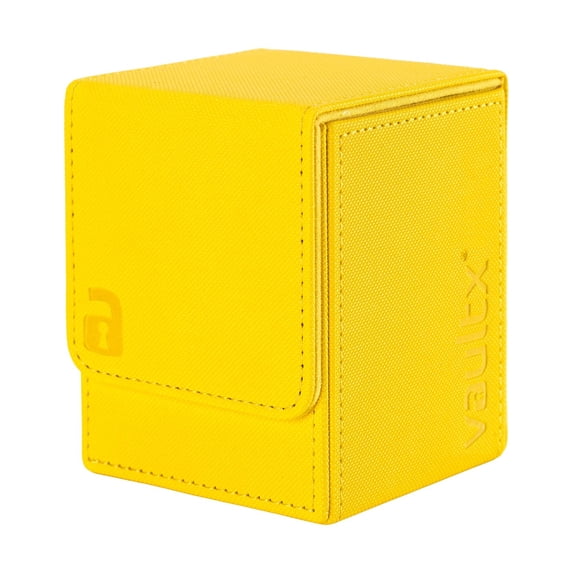 Vault X Trading Card Toploading Deck Box, 80+ sleeved cards, Premium Exo-Tec Material, Card Holder Storage Box, Magnetic Lid, for MTG Commander, TCG (Yellow)