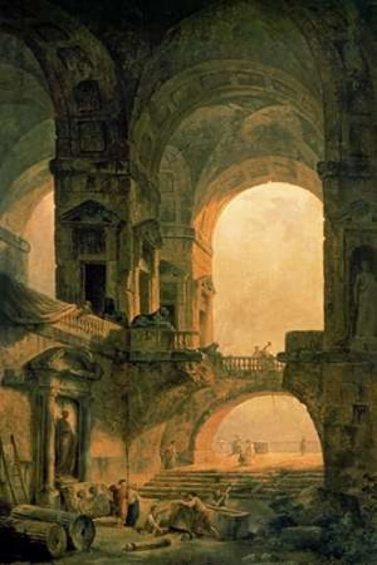 Vaulted Arches Ruin Canvas Art - Hubert Robert (24 x 36)