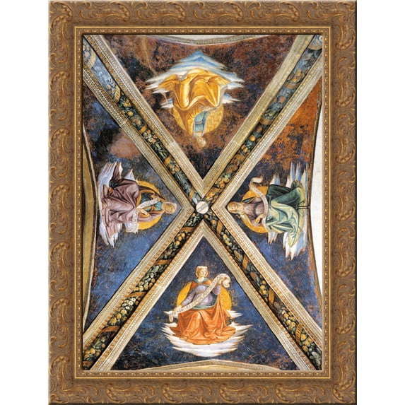 Vaulting of the Sassetti Chapel 24x18 Gold Ornate Wood Framed Canvas Art by Domenico Ghirlandaio