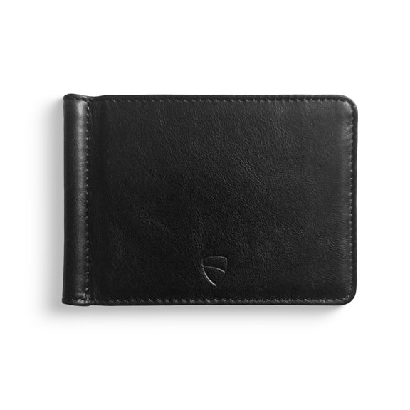 Vaultskin Brompton Slim Leather Wallet for Men with Money Clip - Minimalist Front Pocket Card Holder, 8 Pockets for Cards & Cash (Black) Y101
