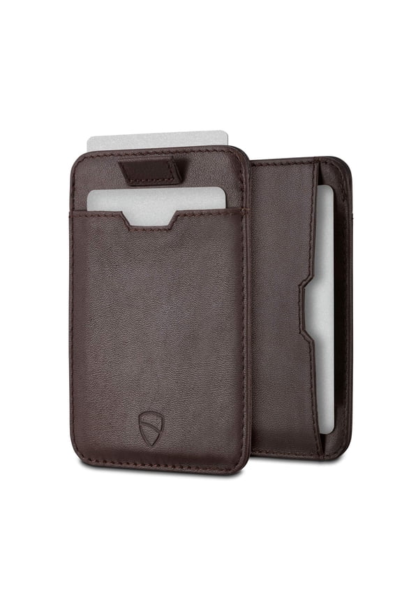 CHELSEA Mens RFID Blocking Slim Leather Card Wallet - Minimalist Front Pocket Cardholder in Brown Y101