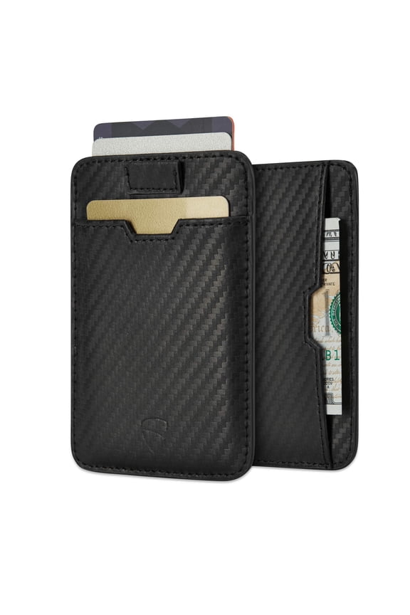 CHELSEA Mens RFID Blocking Slim Leather Card Wallet - Minimalist Front Pocket Cardholder in Carbon Black Y101