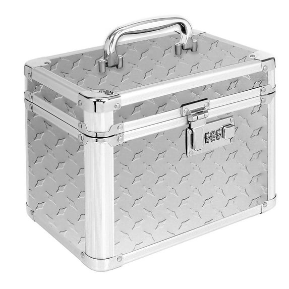 Vaultz Combination Lock Box, 7.75 x 7.25 x 10 Inches, Silver Treadplate (VZ00715)