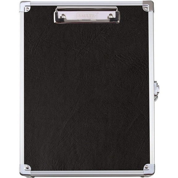 Vaultz Locking Clipboard with Storage - Heavy Duty Metal Clip Board Box Holds 8.5" x 11" Letter-Size Paper or Tablet Device - Combination Lock, Black
