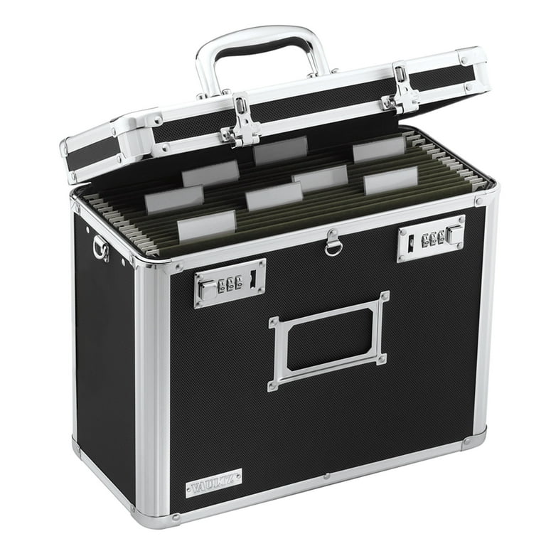 Black Locking File Box for Letter Files, 13.75