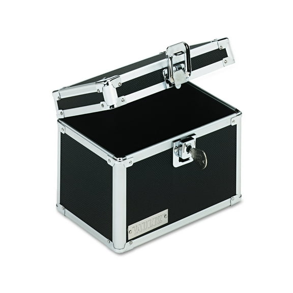 Vaultz Locking Index Card File with Flip Top Holds 450 4 x 6 Cards, Black -Vaultz Locking Index Card File with Flip Top Holds 450 4 x 6 Cards, Black -IDEVZ01171
