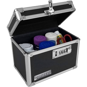 Vaultz Locking Medicine Box with Secure Combination Lock, Durable Black Storage for Medications and Valuables