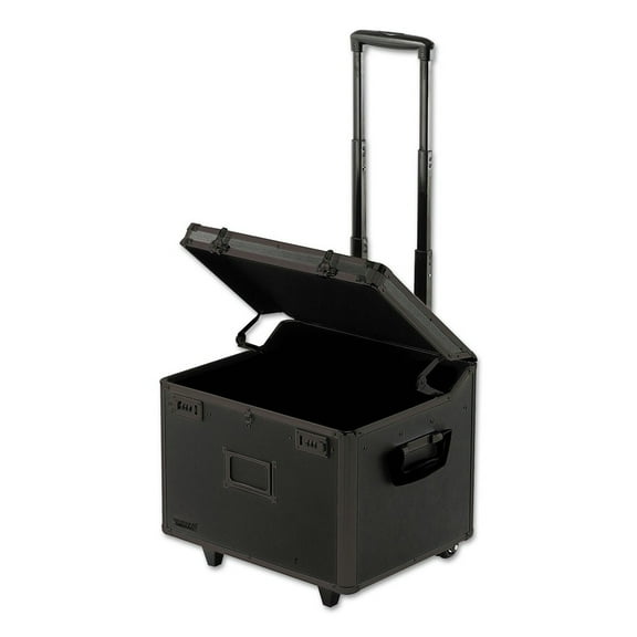 Vaultz Mobile Lockable Indoor Metal File Chest, Black, 17.5 x 15.5 x 14.5 inches