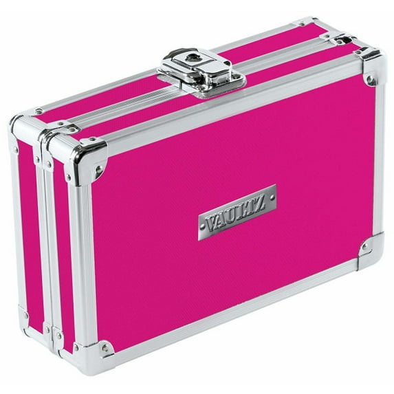 Vaultz Premium Locking Pencil Box, 8-3/4"H x 5-1/4"W x 6"D, Pink