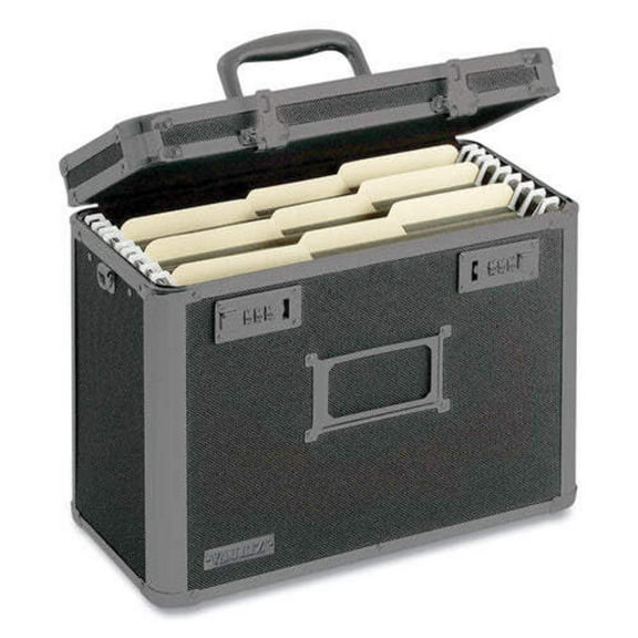 Vaultz Tactical Lockable Letter Size File Tote, Black, 7.25 x 13.75 x 12.5 inches
