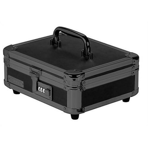 Vaultz VZ00308 Locking Cash Box, Bill and Coin Tray, Combination Lock, 8.5 x 4 x 10 Inches, Tactical Black, Standard