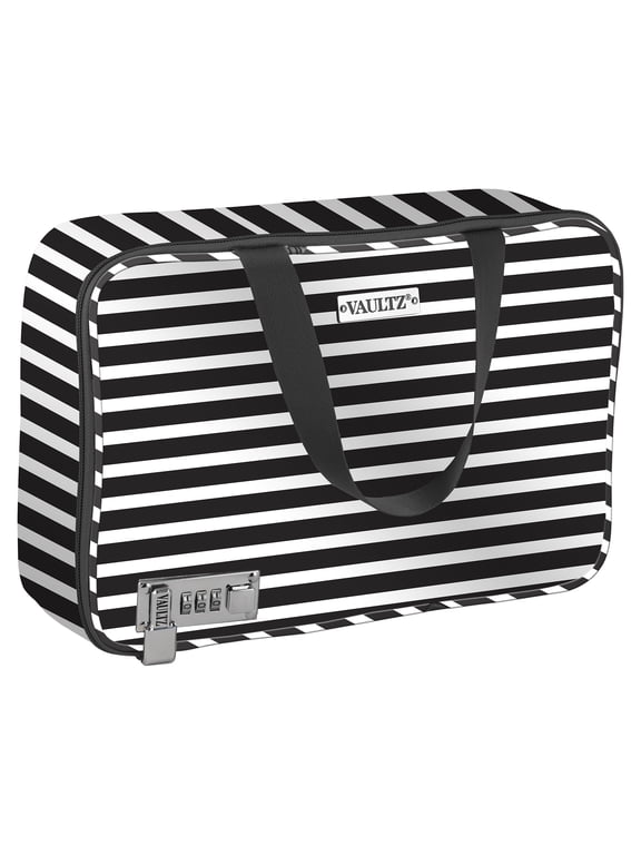 Women's Locking Travel Bag, Black & White Stripe, VZ01134
