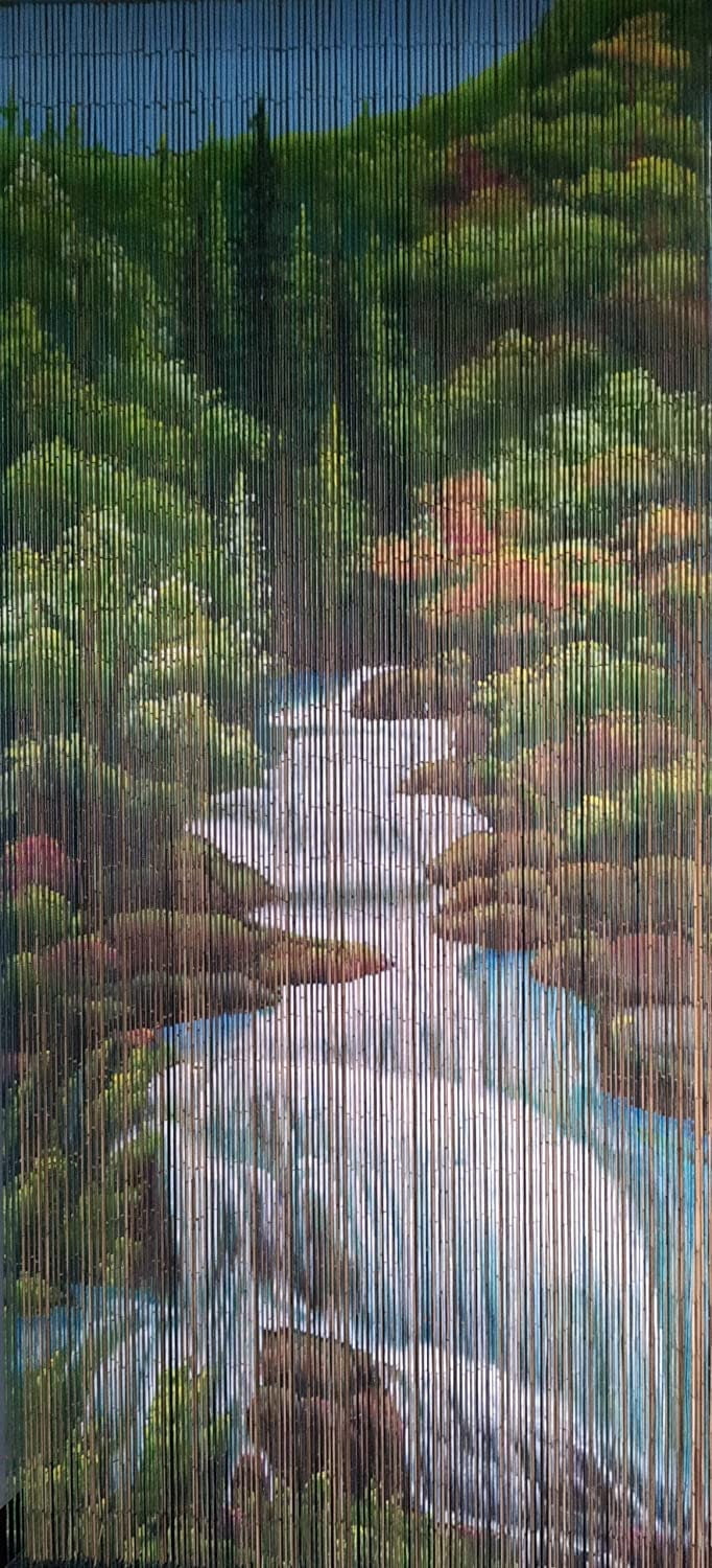 Vauluxe Beaded Curtains, Modern, Green Mountain Stream, 36 x 79 Inches, 4000 Beads 125 Strands