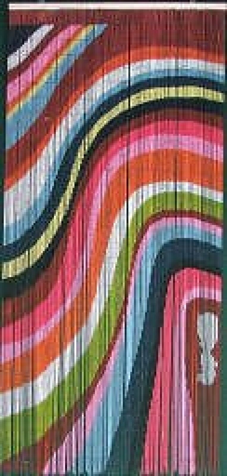 Vauluxe Modern Multicolor Painted Waves Beaded Curtains, 36in x 79in, 125 Strands