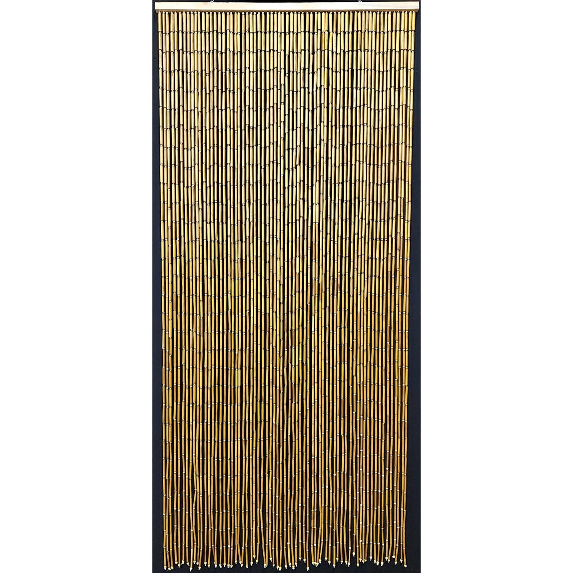 Vauluxe Natural Wooden Beaded Sheer Curtains for Living Room, 36 x 79 Inches, 65 Strands