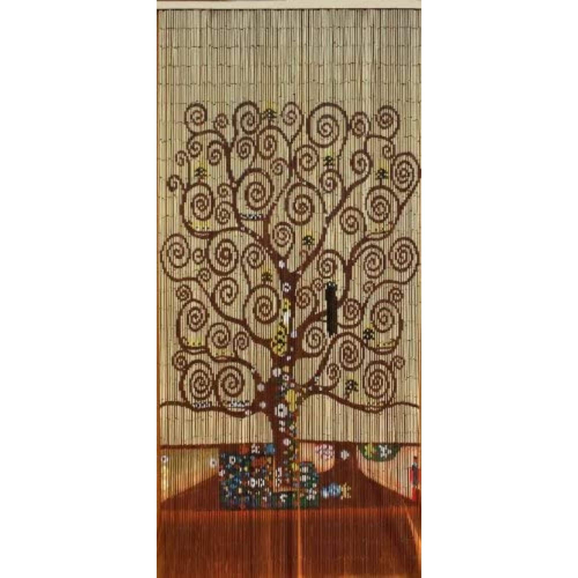 Vauluxe Vintage Brown Tree of Life Art Grommet Sheer Curtains - 36 x 79 Inches 125 Strands
