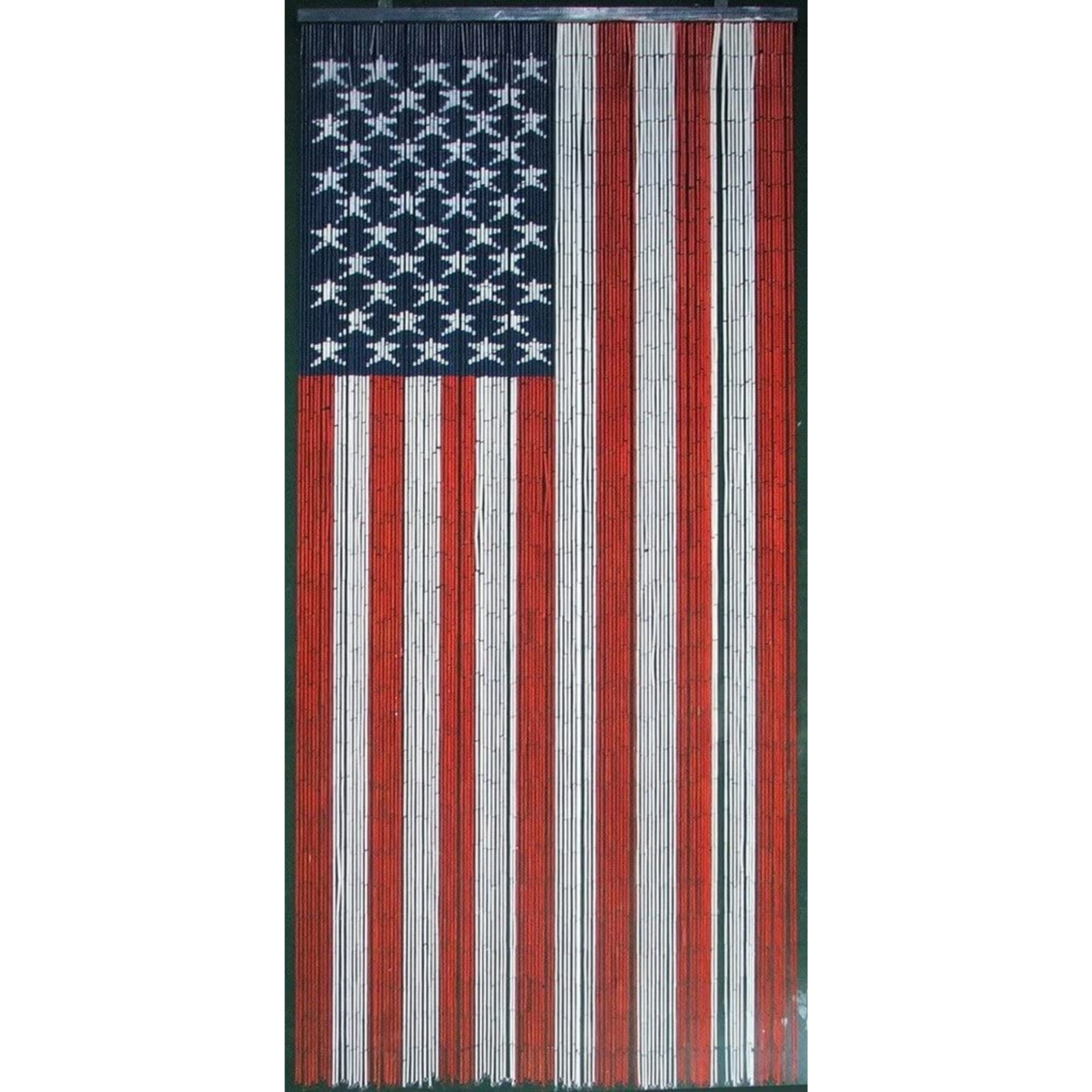 Vauluxe Vintage Red American Flag Grommet Sheer Curtains - 36 x 79 Inches 125 Strands