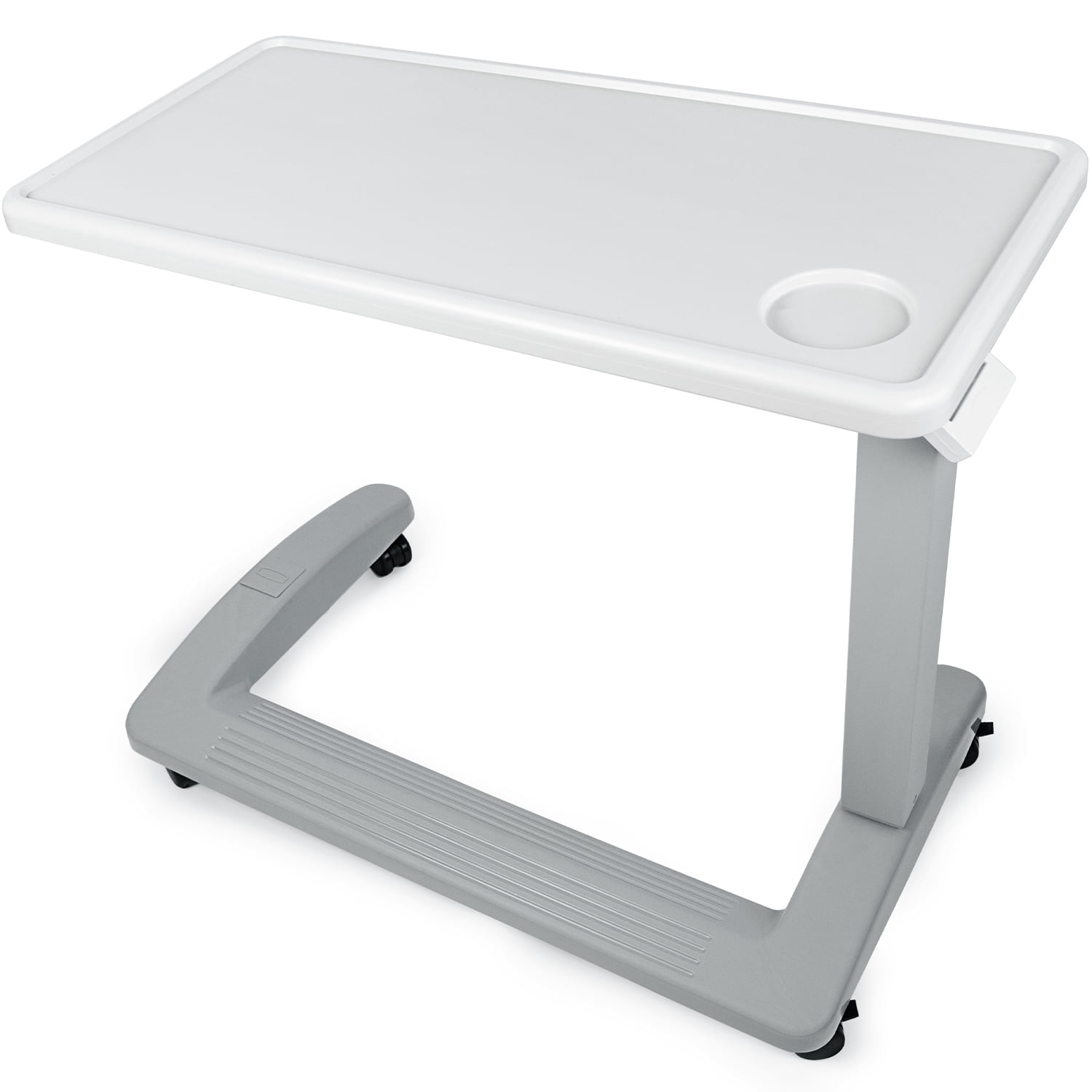 Vaunn Medical Adjustable Overbed Table with Wheels for