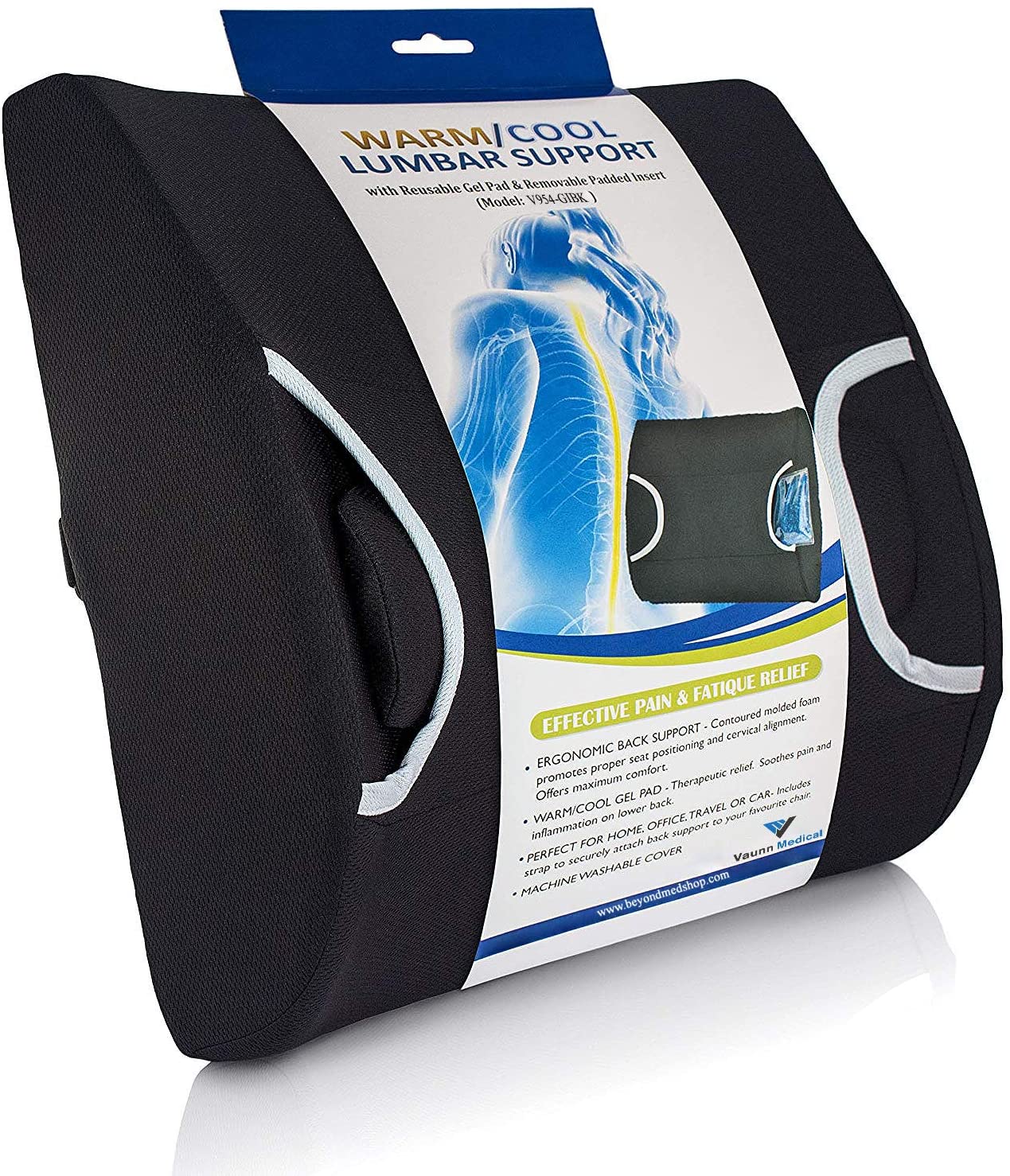 Image showcasing Drive Medical Comfort Touch Heated Lumbar Support Cushion - Walmart.com