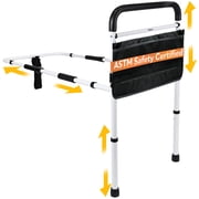 تم تمرير مقبض سكة حديد Vaunn Medical New قابل للتعديل بمساعدة ASTM F3186 17 معيار الأمان وحزام الإمساك اليدوي ، السلامة بجانب السرير والاستقرار بدون أداة ، أبيض / أسود