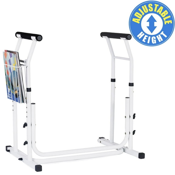 FSA/HSA Eligible, Vaunn Medical Stand-Alone Toilet Safety Frame Rail/Commode Rail, Patented Adjustable Height