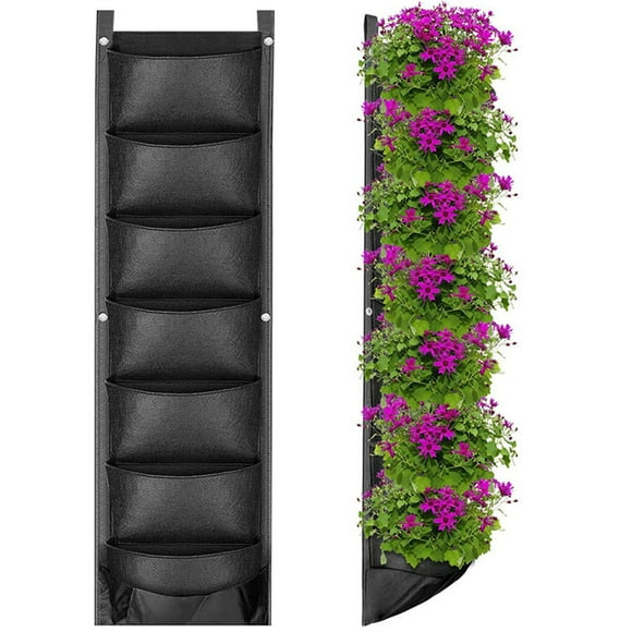 Vaupan 7-Port Plant Pack Vertical Raised Garden Bed Seven Layers Tier Garden Plant Standing Elevated, Felt Fabric Outdoor Tiered Raised Protruding Planter Box for Patio Vegetables Flowers Herbs