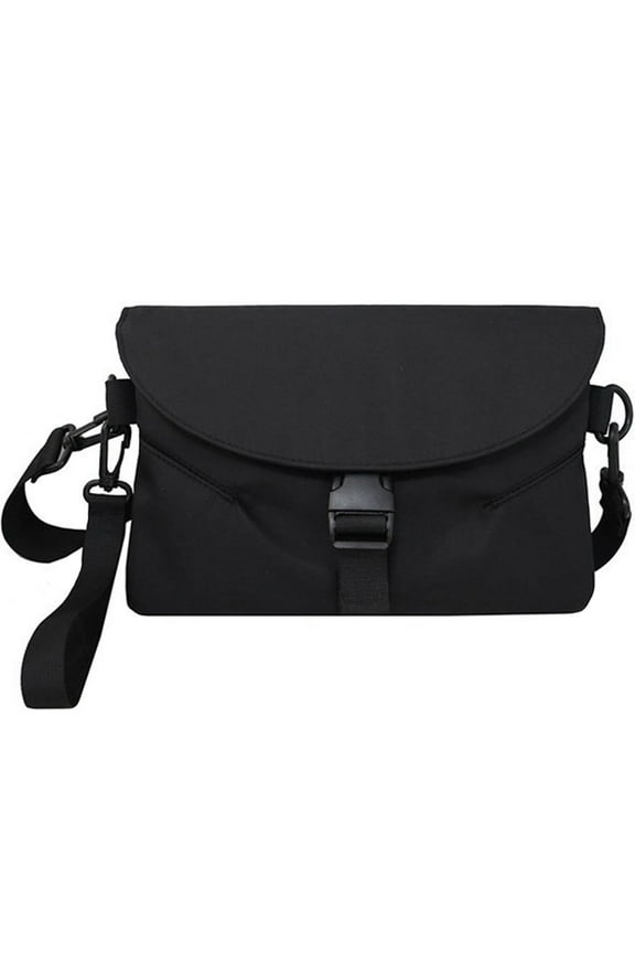 Clamshell Shoulder Bag for Women and Men Same Style Universal Messenger Bag with Adjustable Strap Suitable for Outdoor Daily Use All-match, Simple and Casual Solid Color (Black)