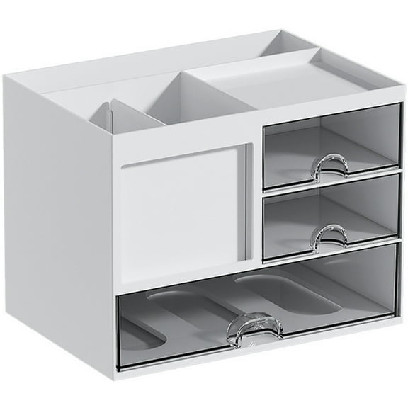 Vaupan Drawer Rack Storage Organizer Suitable for Home Desktop Storage Box, Lightweight Transparent Small Drawer Desk Storage Bins, Plastic Makeup Storage Box Multi-Purpose Office Room (White)