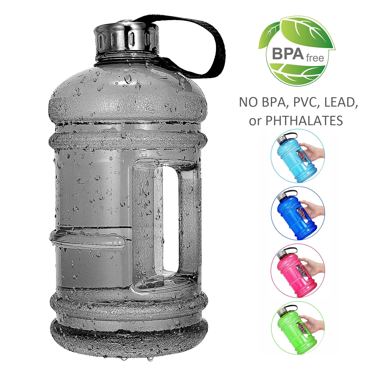 22 oz Water Bottle Leak proof Water Jug w/ Handle For Fitness Gym Outdoor  Sports