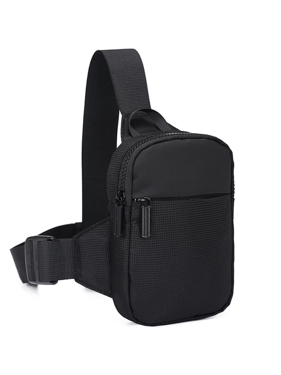 Mobile Phone Chest Bag Small Crossbody Bags Cell Phone Wallet, Shoulder Purse with Zipper Closure Simple Black Same Style for Women and Men Universal, Lightweight Handbag Adjustable Strap