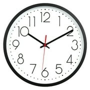 Vaupan Non-Ticking Silent Wall Clocks 12 inch Battery Operated Quartz Classic Decor Clock Display Easy to Read for Bedroom Home Kitchen Room Office School Black