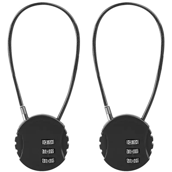 Vaupan Round Rope Password Lock Two 3-Digit Password Design Outdoor Waterproof Portable, Code Lock Resettable , Mini Wire Rope Combination Padlock for Bag, Luggage, Fence, Toolbox, Windows (Black)