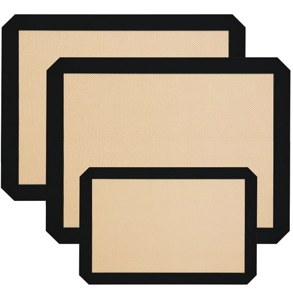 Vaupan Silicone Baking Mat, Reusable Heat Resistant Non-stick Tray Pan Liners, Safe and Durable Kitchen Tool Silicone Pads Suitable for Oven High Temperature Resistant Liner Baking Cook Mat (3 Pcs)